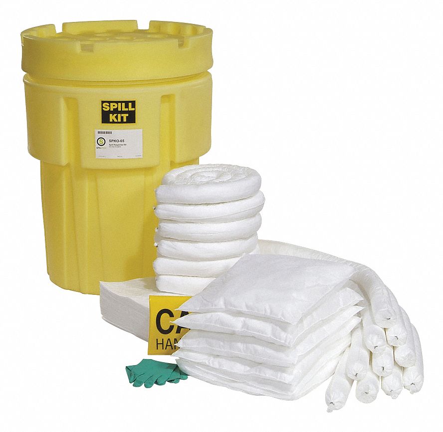 SPILL KIT, 44 GAL ABSORBED PER KIT, 2 PAIRS OF GLOVES/SAFETY GOGGLES, YELLOW
