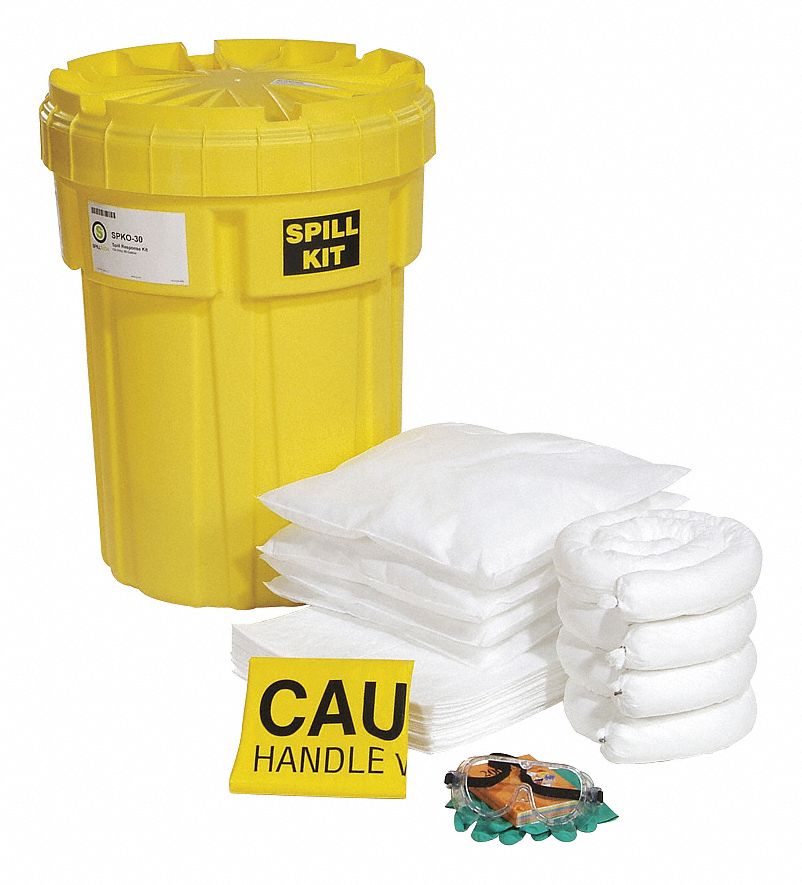 SPILL KIT, 23 GALLON ABSORBED PER KIT, PAIR OF GLOVES/SAFETY GOGGLES, YELLOW