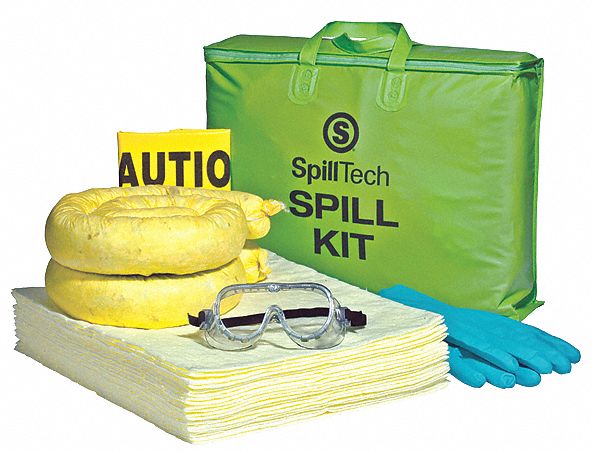 SPILL KIT, 7 GALLON ABSORBED PER KIT, (20) ABSORBENT PADS/2 ABSORBENT SOCKS