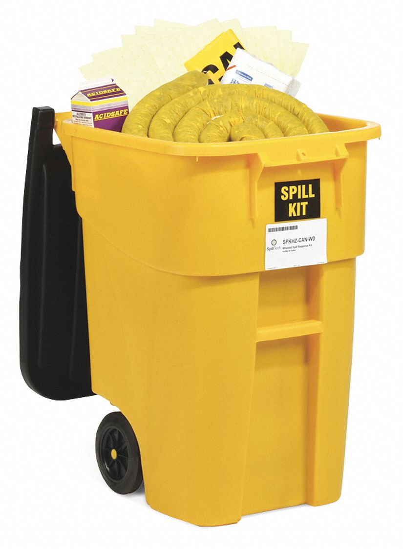 SPILLTECH Spill Kit, Fluids Absorbed Biohazardous Liquids, Container