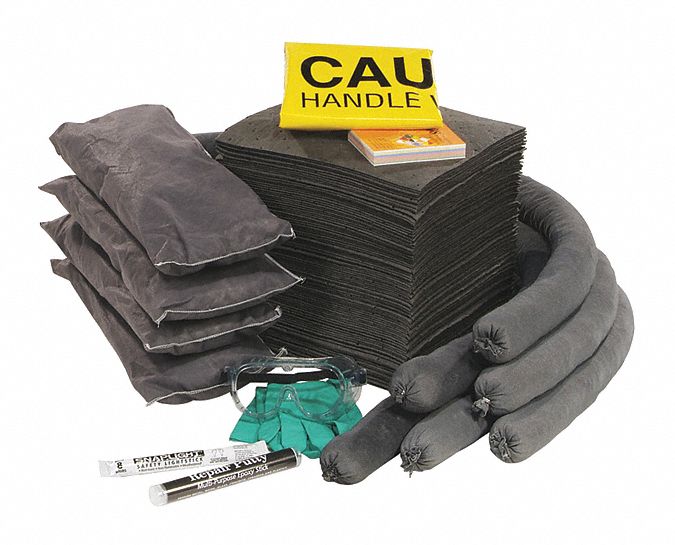 SPILL KIT REFILL, 30 GAL ABSORBED PER KIT, 2 PAIRS OF GLOVES/SAFETY GOGGLES