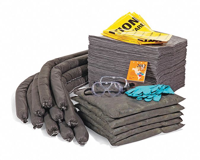 SPILL KIT REFILL, 52 GAL ABSORBED PER KIT, 2 PAIRS OF GLOVES/2 PAIRS OF GOGGLES