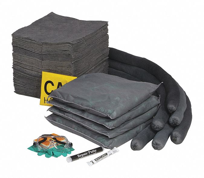 SPILL KIT REFILL, 47 GAL ABSORBED PER KIT, 2 PAIRS OF GLOVES/SAFETY GOGGLES