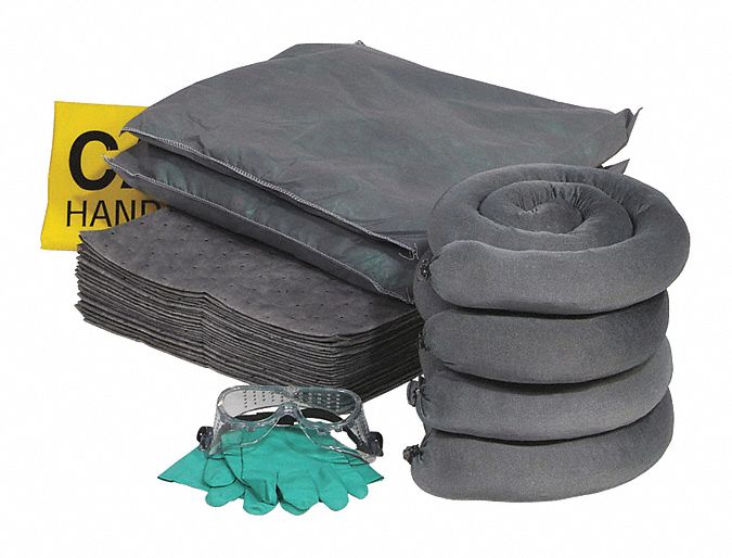 SPILL KIT REFILL, 17 GALLON ABSORBED PER KIT, PAIR OF GLOVES/SAFETY GOGGLES