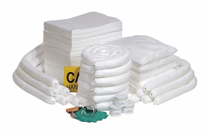 SPILL KIT REFILL, 80 GAL ABSORBED PER KIT, 2 PAIRS OF GLOVES/SAFETY GOGGLES