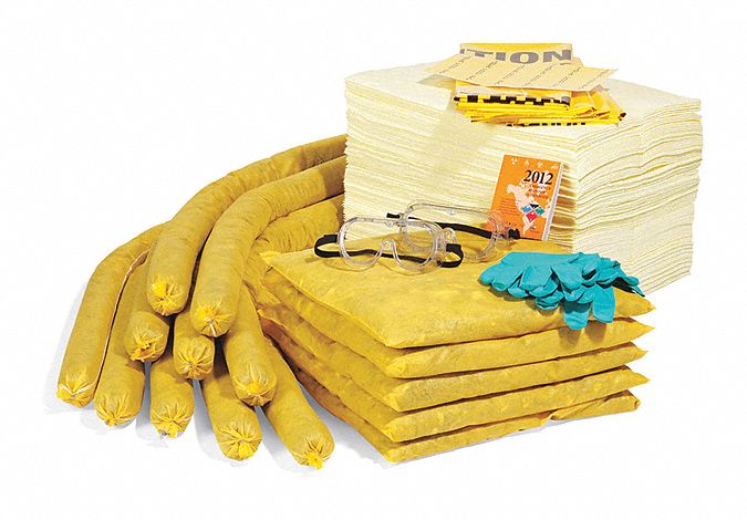 SPILL KIT REFILL, 49 GAL ABSORBED PER KIT, 2 PAIRS OF GLOVES/2 PAIRS OF GOGGLES