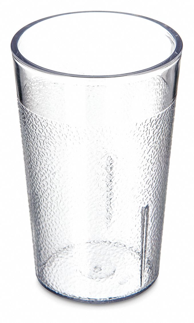 Tumbler: Pebbled, 5.2 fl oz Capacity, Clear, SAN, 2 1/8 in Dia, 3 1/2 in Overall Ht, Clear