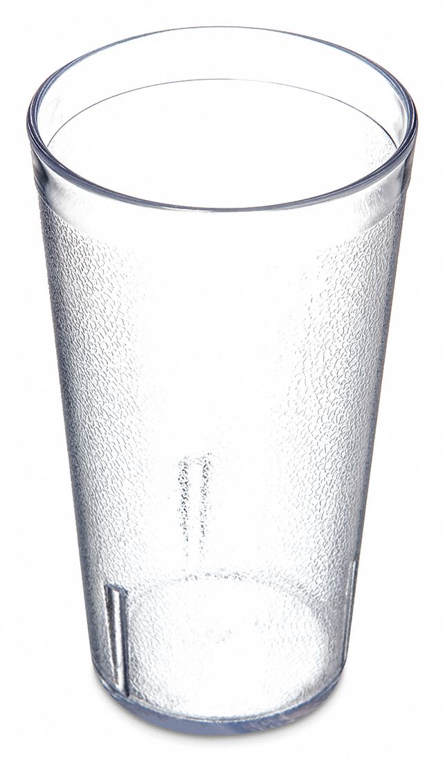 Tumbler: Pebbled, 16 fl oz Capacity, Clear, SAN, 3 1/4 in Dia, 5 1/2 in Overall Ht, Clear