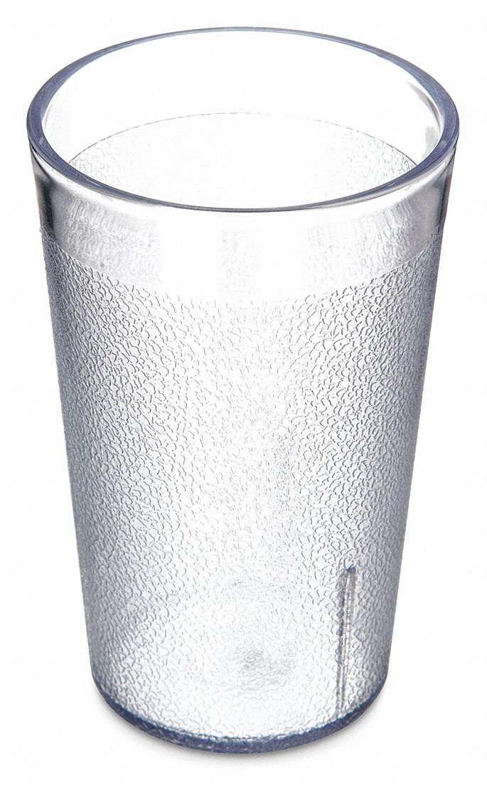 Tumbler: Pebbled, 9.2 fl oz Capacity, Clear, SAN, 2 3/4 in Dia, 4 3/8 in Overall Ht, Clear