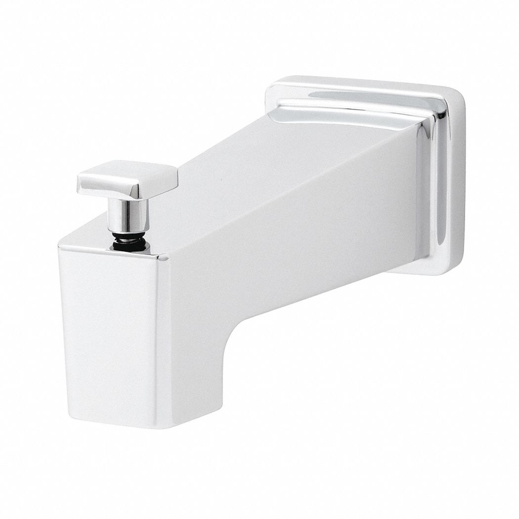Diverter Tub Spout: 1/2 in Connection Size, Slip-Fit Connection, 5 3/4 in Spout Reach