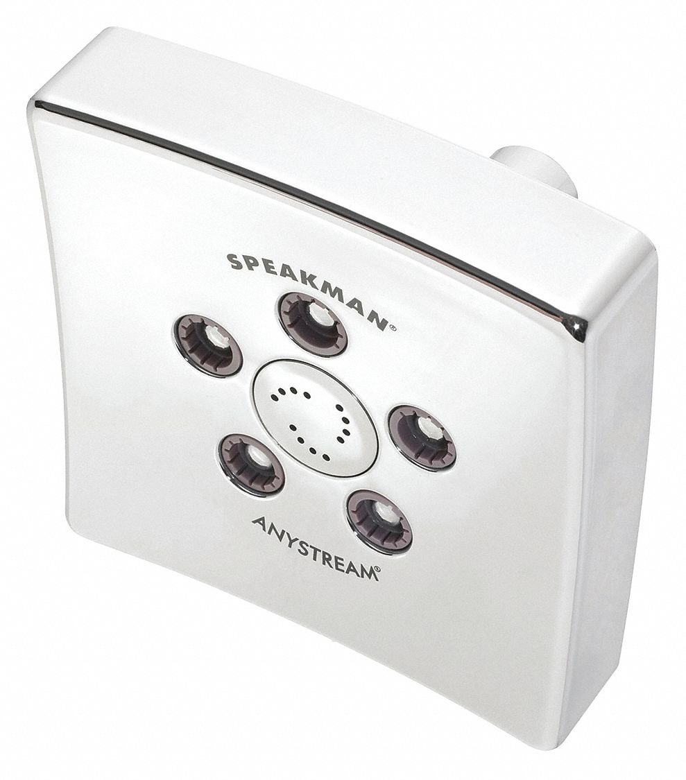 Fixed Showerhead: Kubos, 2.5 gpm Fixed Showerhead Flow Rate, Brass/Plastic, Multi