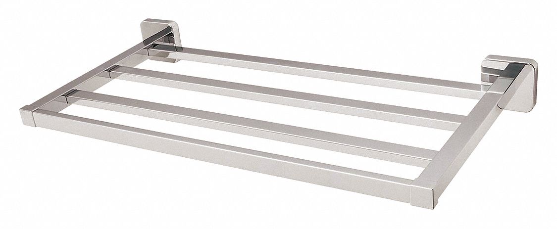 Towel Rack: SA-2403, Wall Mount, 2 1/4 in x 9 5/8 in x 9 5/8 in, 18 in Bar Wd, Brass, Brass