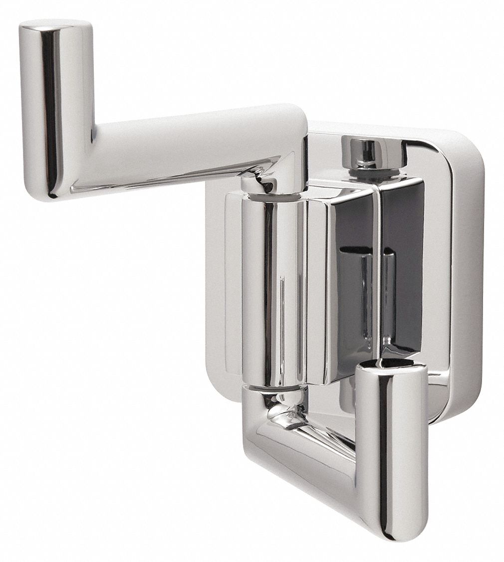Towel Hook: SA-2408, 2 Hooks, Brass, Polished, 3 3/8 in x 4 3/4 in x 1 1/2 in, Wall