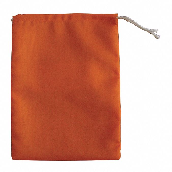 DRAWSTRING PARTS BAG, 6 IN L, 4 IN W, POLYESTER/RAYON BLEND, FLUORESCENT ORANGE, 100 PK