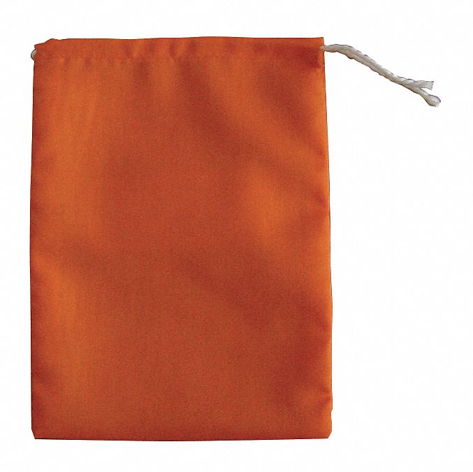 DRAWSTRING PARTS BAG, 7 IN L, 5 IN W, POLYESTER/RAYON BLEND, FLUORESCENT ORANGE, 100 PK