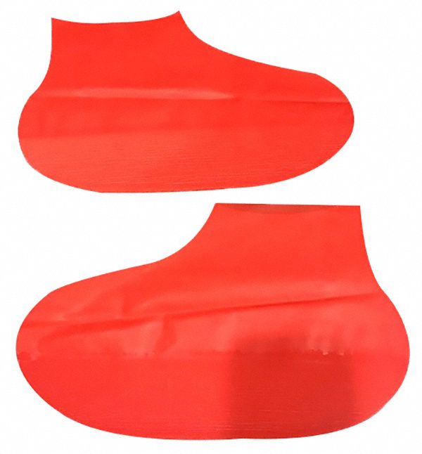 Overshoe: Red, Ankle Shoe, Slip Resistant, Rubber, 11 to 15 Shoe Size, 1 PR