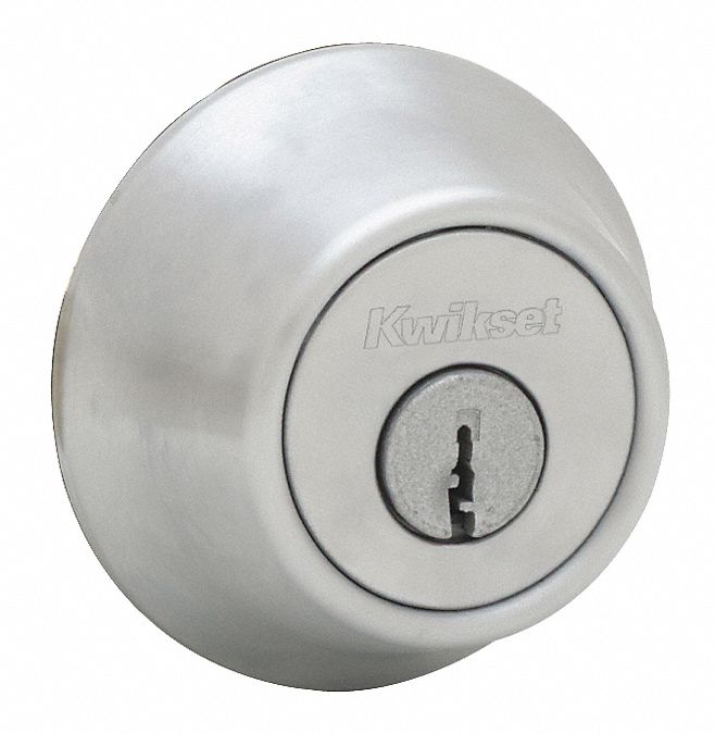 KWIKSET Deadbolt 3, Satin Chrome, Kwikset KW1, Different, ANSI/BHMA