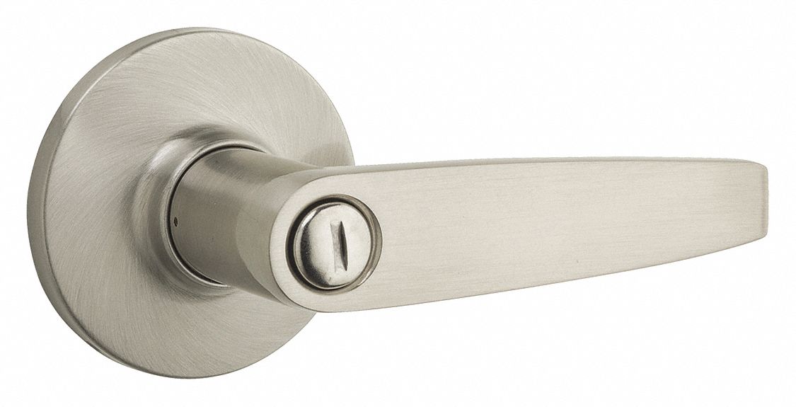 Door Lever Lockset: 3, Winston, Satin Nickel, Privacy, Different, ANSI/BHMA