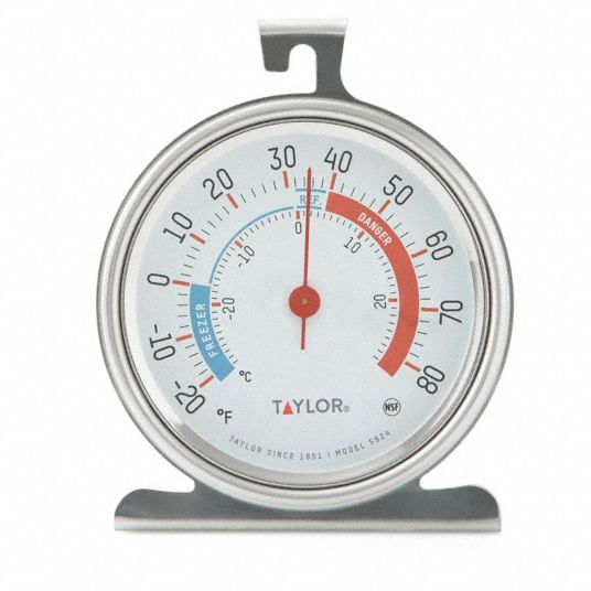 TAYLOR, Cold Storage, Analog, Refrigerator Freezer Thermometer -  35HV42