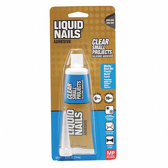 Liquid Nails LN-207 Clear Small Projects Silicone Adhesive - 2.25 fl oz tube