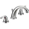 Mid-Arc-Spout Dual-Lever-Handle Three-Hole Widespread Deck-Mount Bathroom Faucets image