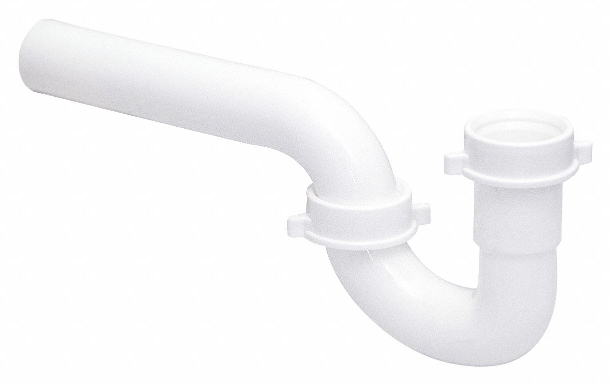 TRAP: PLASTIC, WHITE, 1¼ IN NOMINAL PIPE SIZE, 9 IN OVERALL LG, SLIP, SLIP