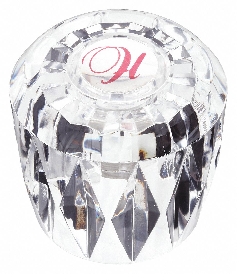 Handle: Valley, Knob Handle, Use with Hot/Cold Water Temp, Plastic, Acrylic Finish