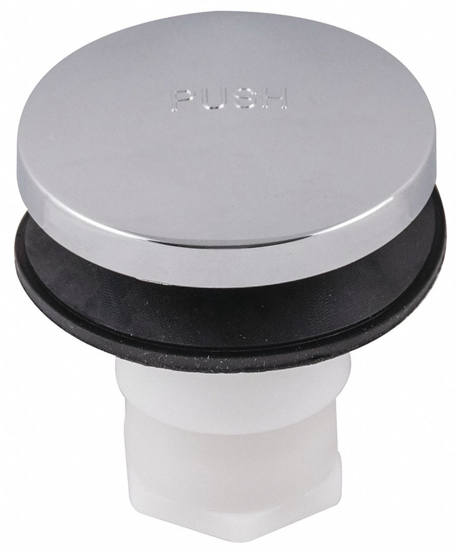 Drain Stopper: Plastic, Chrome-Plated, Toe Touch