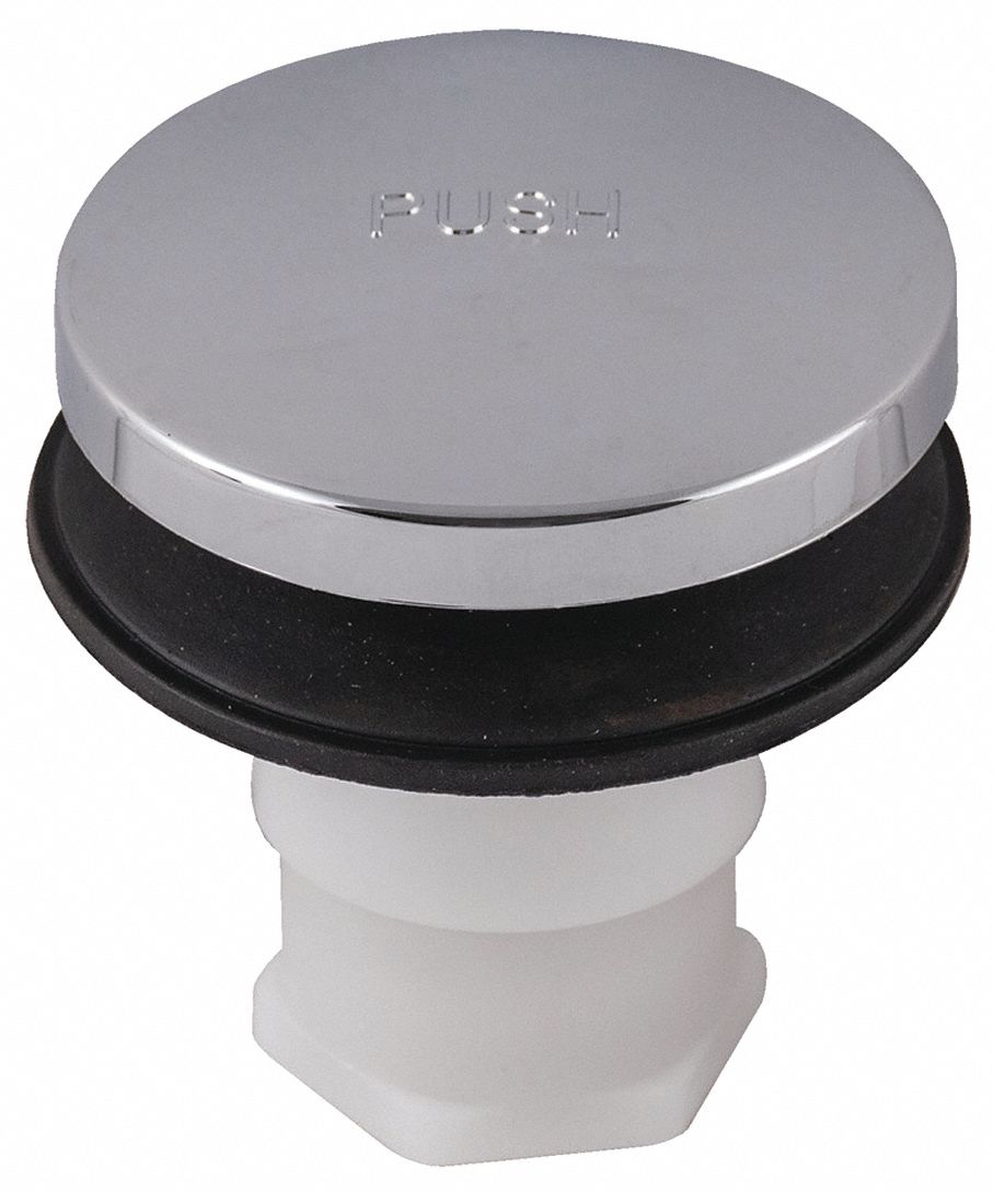 GRAINGER APPROVED TipToe Drain Stopper, 3/8 in dia., Silver 444K12