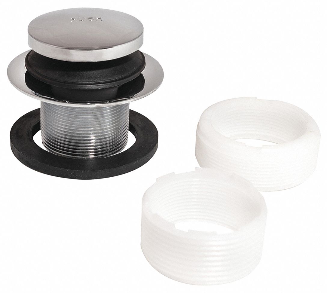 GRAINGER APPROVED Length Drains 2 1/8 in, Silver, Round, Chrome