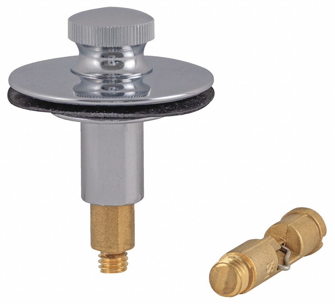 DRAIN STOPPER: 1½ IN FITS MAX DRAIN SIZE, LIFT AND TURN, BRASS, CHROME, SILVER