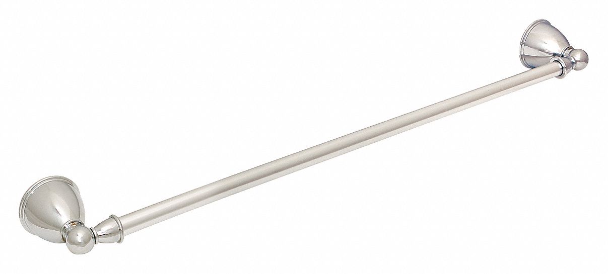 Towel Bar: 16243, Wall Mount, 3/4 in x 24 in x 3/4 in, 24 in Bar Wd, Metal, Metal