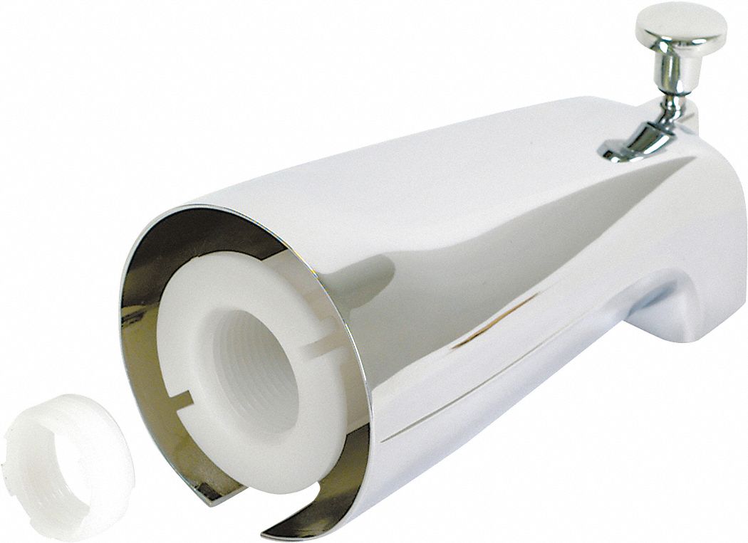 Diverter Spout: 1/2 in_3/4 in Connection Size, IPS Connection, 5 3/8 in Spout Reach