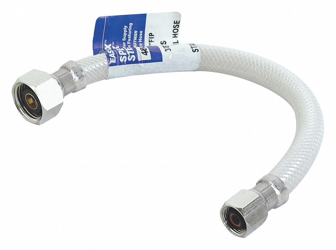 GRAINGER APPROVED Supply Line, 3/8 in Hose Fitting A Size, 1/2 in Hose