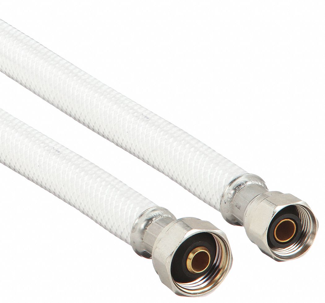 Supply Line: 3/8 in Hose Inside Dia., 125 psi, PVC, Nylon, 20 in Hose Lg