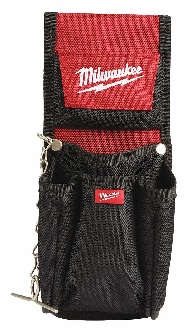 MILWAUKEE Red Utility Pouch, Polyester, Fits Belts Up To (In.): Adjustable - 444N81|48-22-8118 