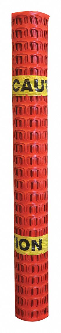 Safety Fence: 1-1/2 in x 2-1/4 in Mesh Size, 4 ft Ht, 100 ft Lg