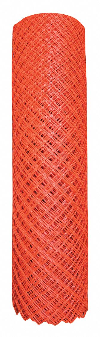 Safety Fence: 2 in x 2 in Mesh Size, 4 ft Ht, 100 ft Lg