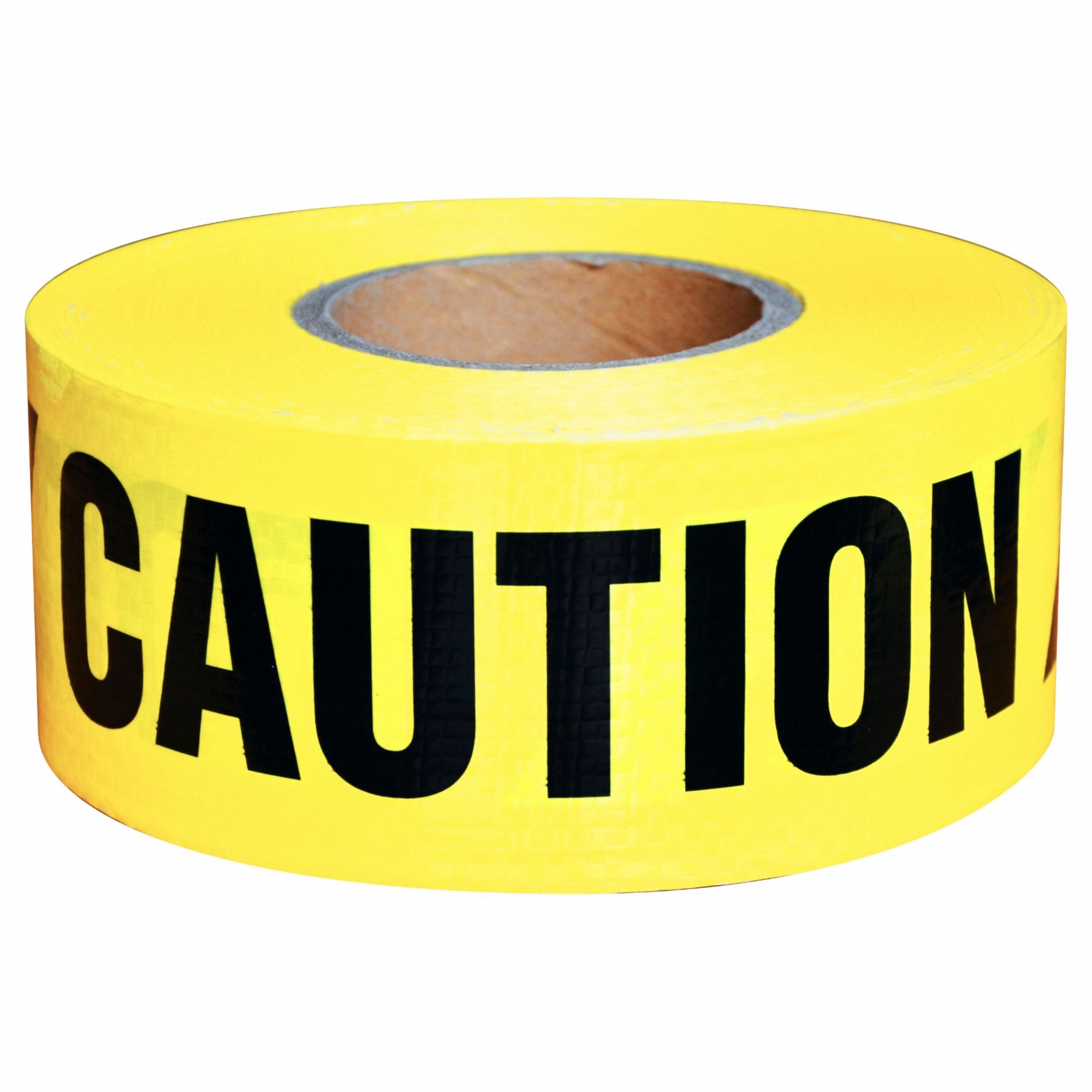 Barricade Tape: 1, 000 ft Lg, 3 in Wd, Caution Legend, Polyethylene, Yellow Color