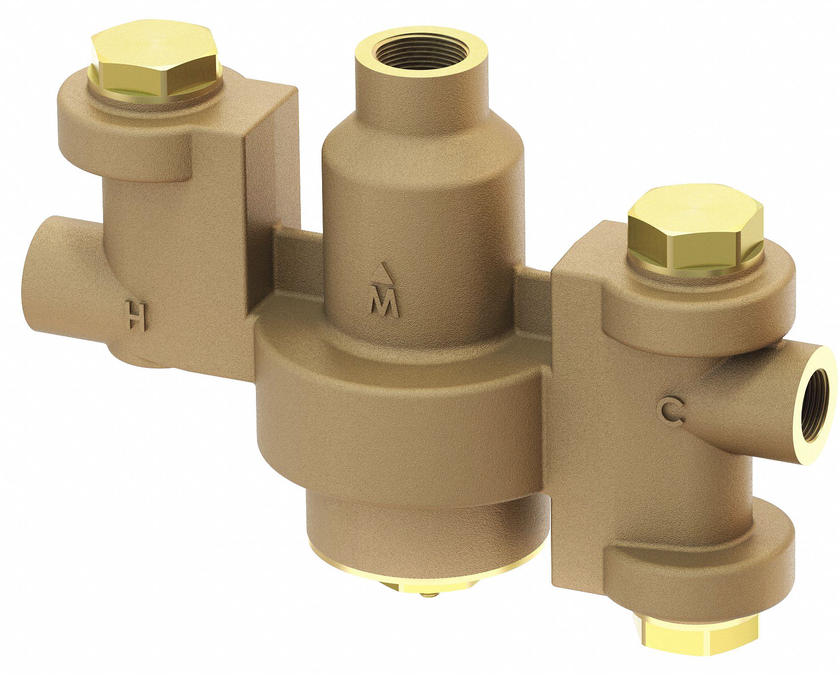 Thermostatic Mixing Valve: ET71, Brass, 1/2 in Inlet Size, NPT Inlet, NPT Outlet