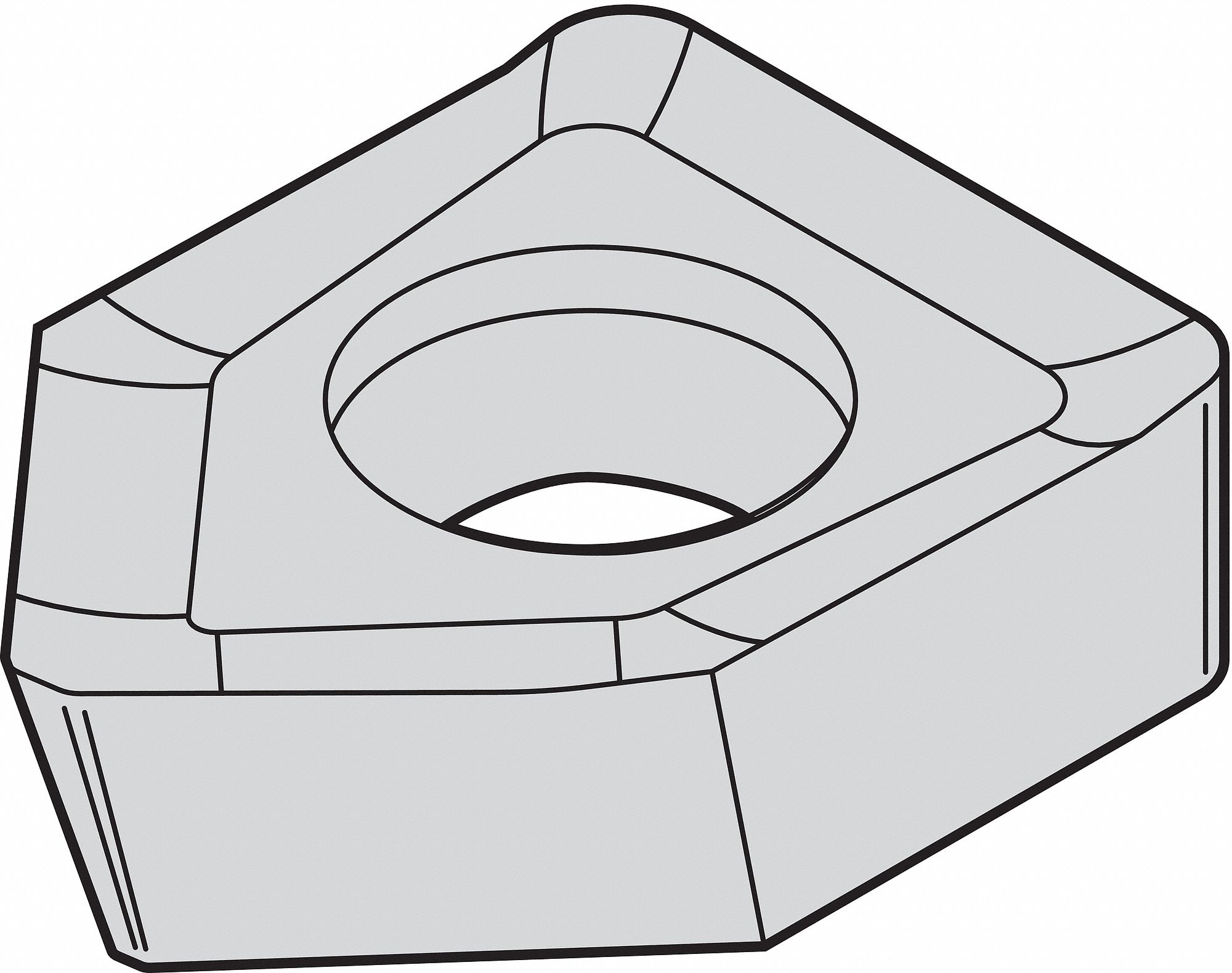Square Milling Insert: 1/2 in Inscribed Circle, 1.30mm Corner Radius, 0.2030 in Thick