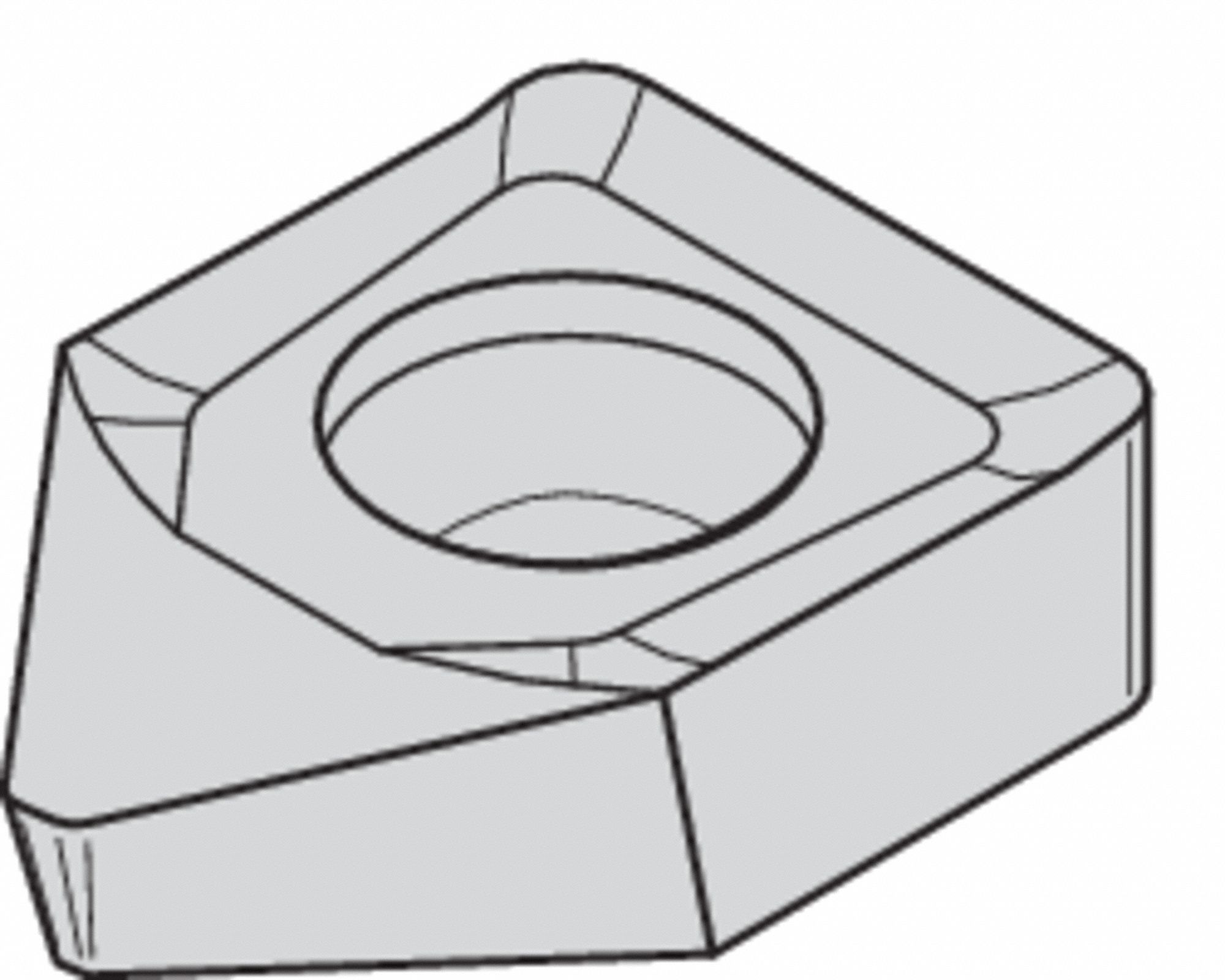 Square Milling Insert: 1/2 in Inscribed Circle, 1.30mm Corner Radius, 0.2030 in Thick, CVD