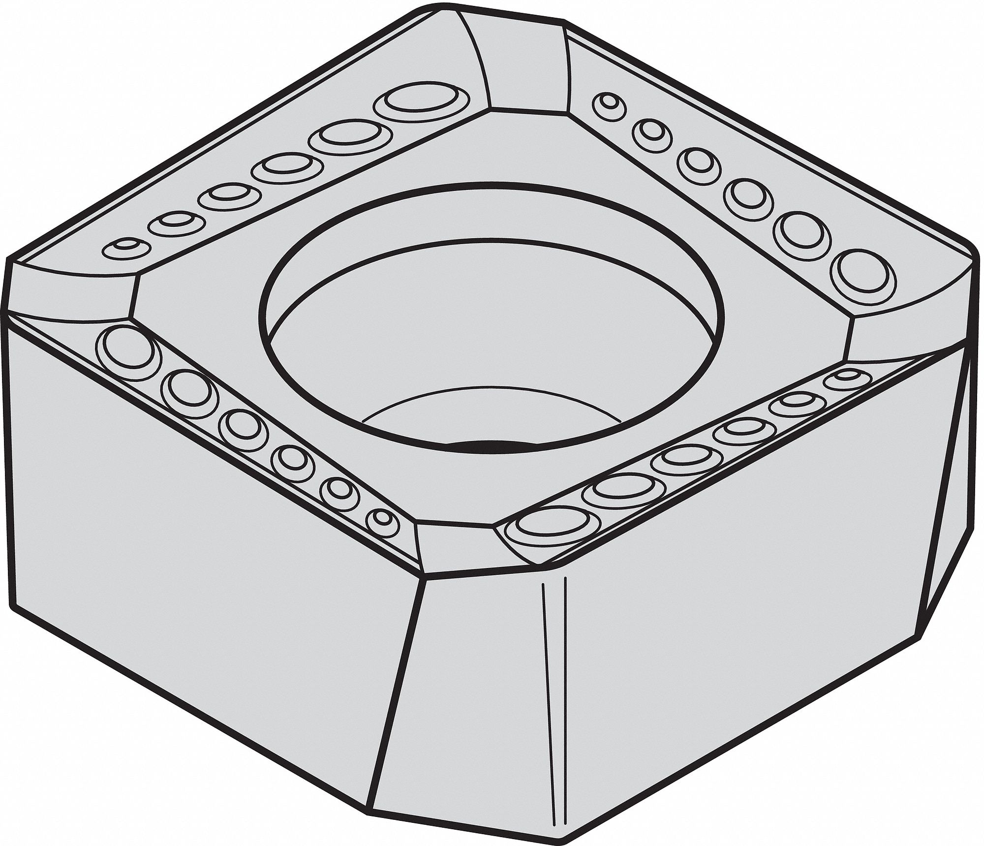 Square Milling Insert: 1/2 in Inscribed Circle, 0.2190 in Thick, M660 Series