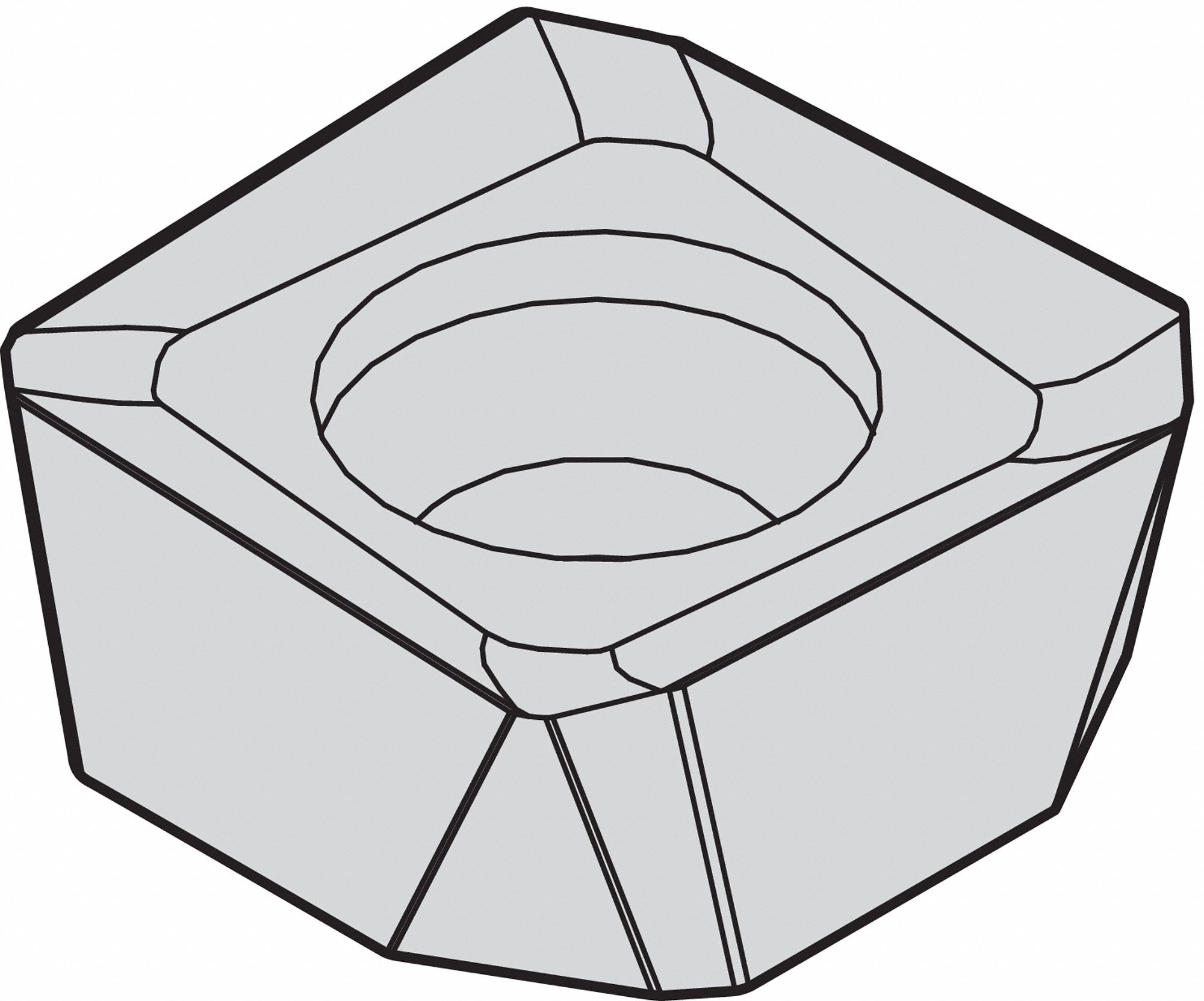 SQUARE MILLING INSERT, ½ IN INSCRIBED CIRCLE, 0.2169 IN THICK, M660, CHIP-BREAKER