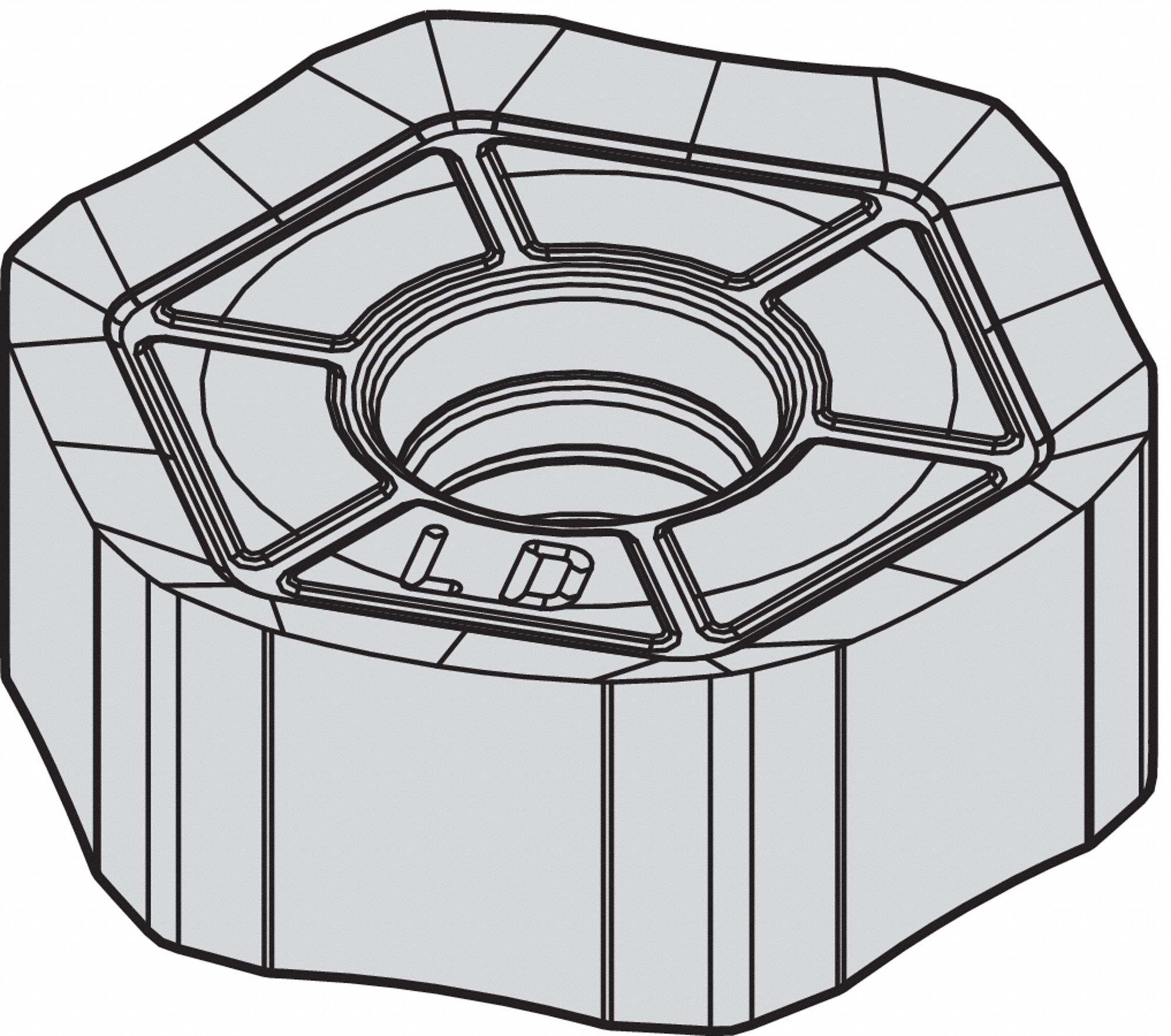 WIDIA, 5/8 in Inscribed Circle, 3/64 in Corner Radius, Hexagon Milling