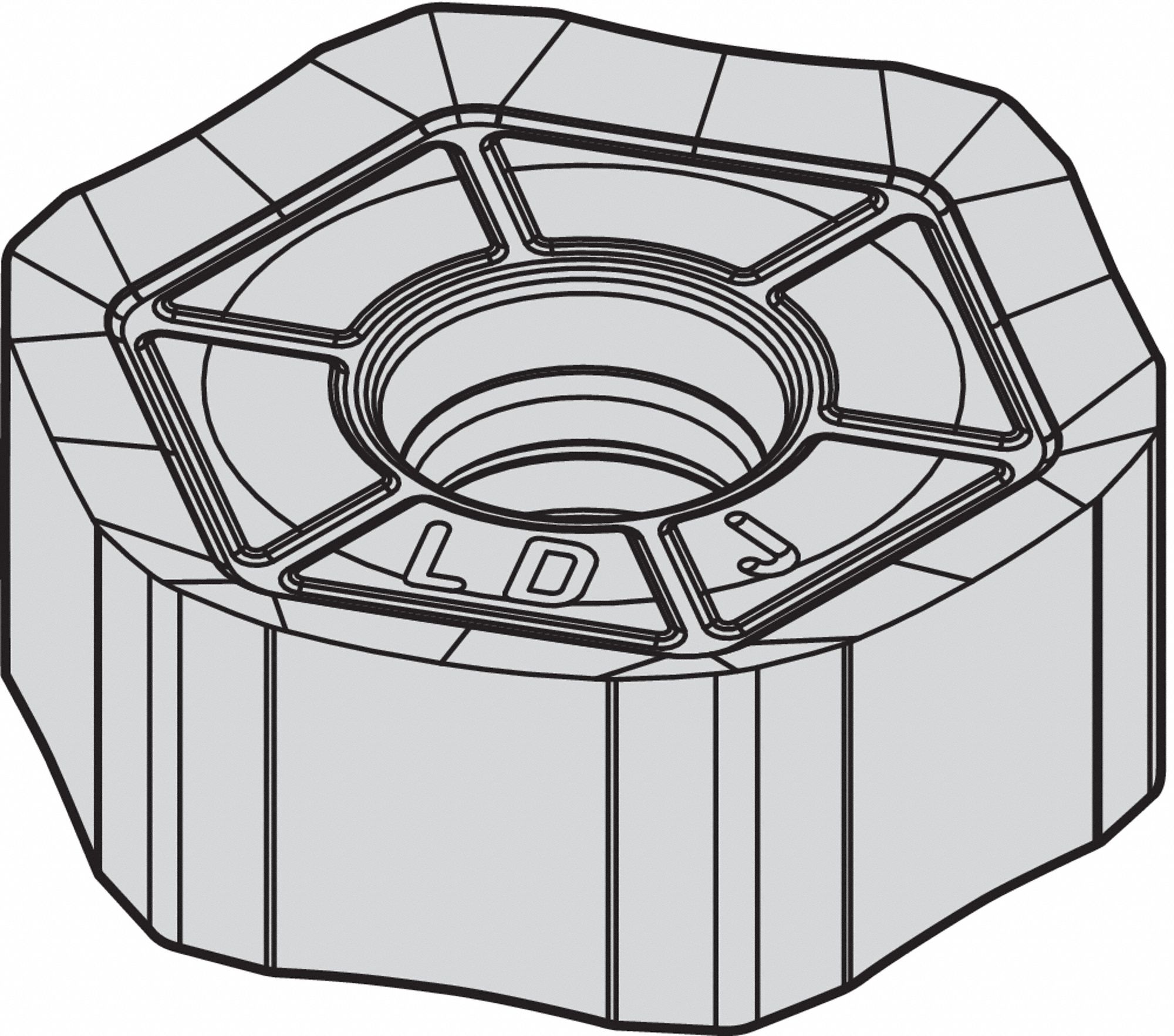 Hexagon Milling Insert: 1/2 in Inscribed Circle, 3/64 in Corner Radius, 0.1763 in Thick