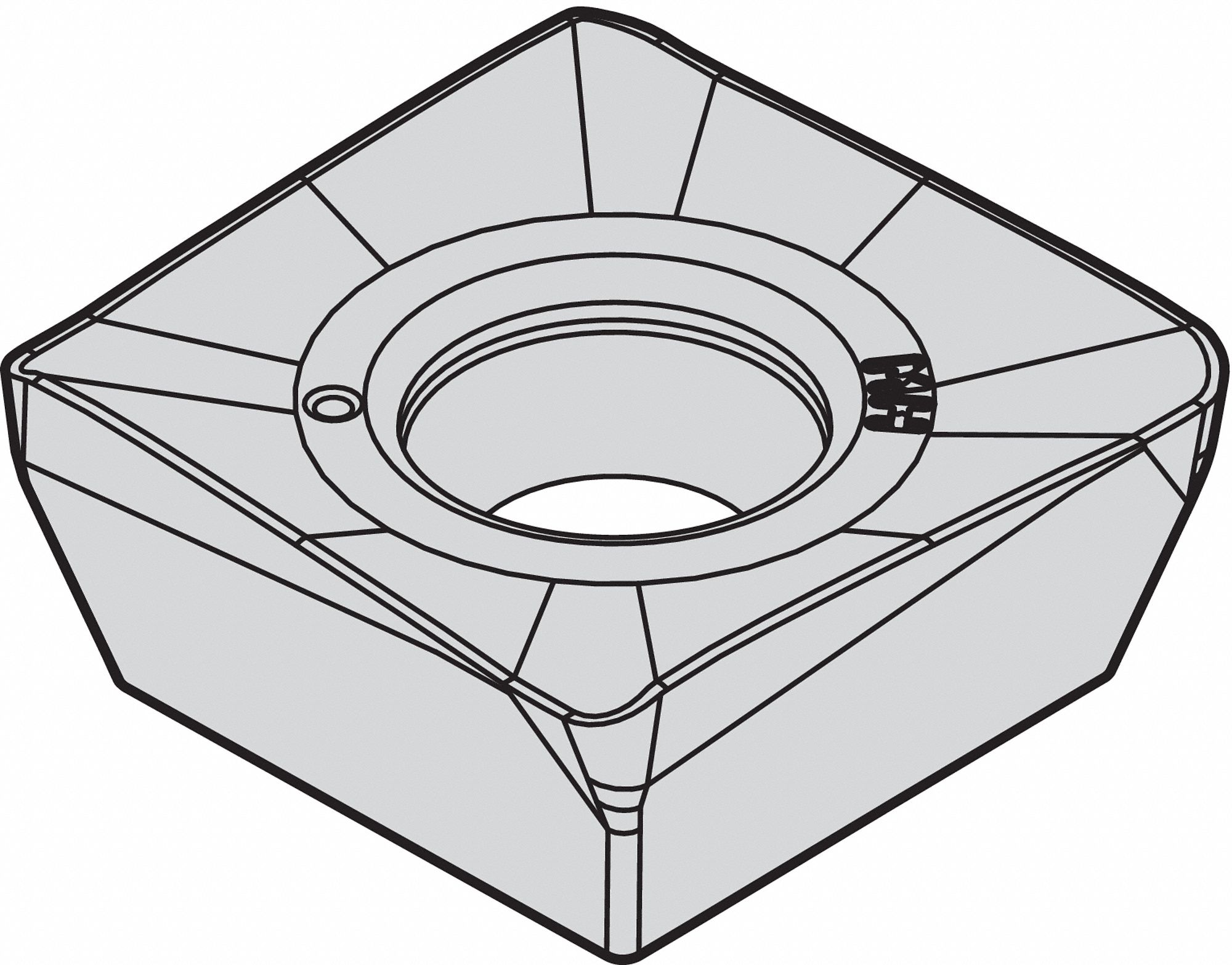 SQUARE MILLING INSERT, ½ IN INSCRIBED CIRCLE, 1/16 IN CORNER RADIUS, .1875 IN THICK, PVD