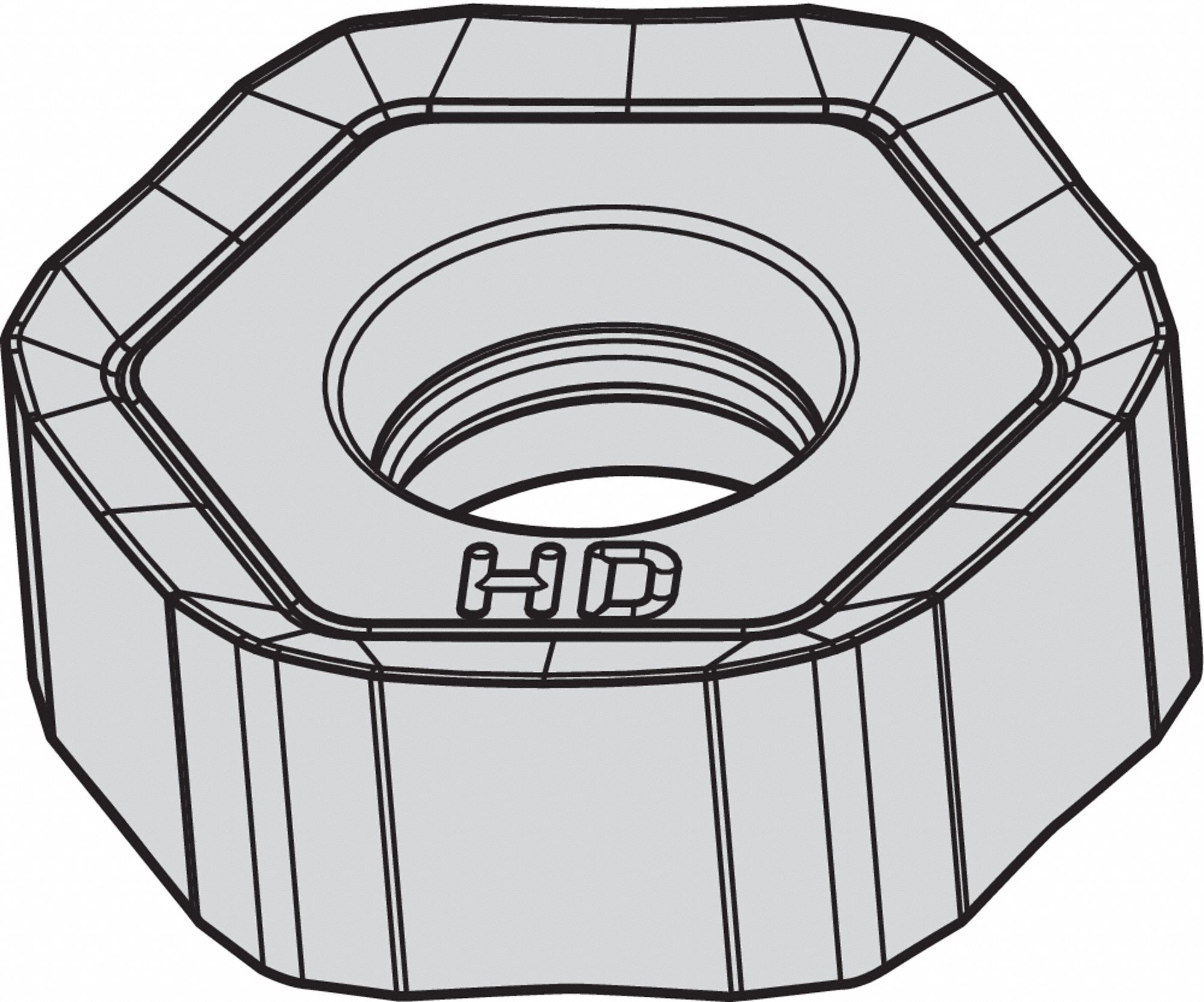 HEXAGON MILLING INSERT, ½ IN INSCRIBED CIRCLE, 3/64 IN CORNER RADIUS, 0.1735 IN THICK