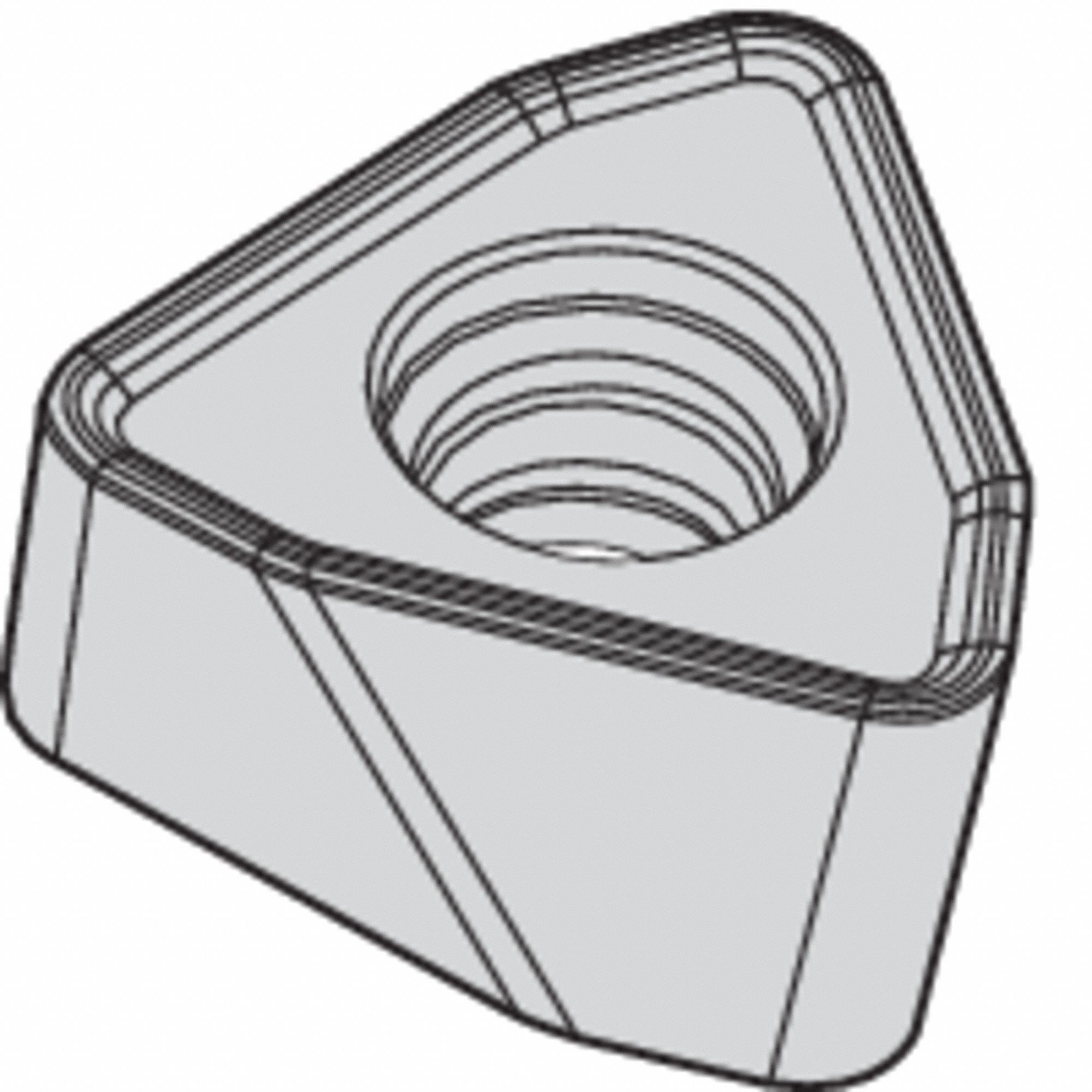 TRIGON MILLING INSERT, .3069 IN INSCRIBED CIRCLE, 1.22MM CORNER RADIUS, .187 IN THICK