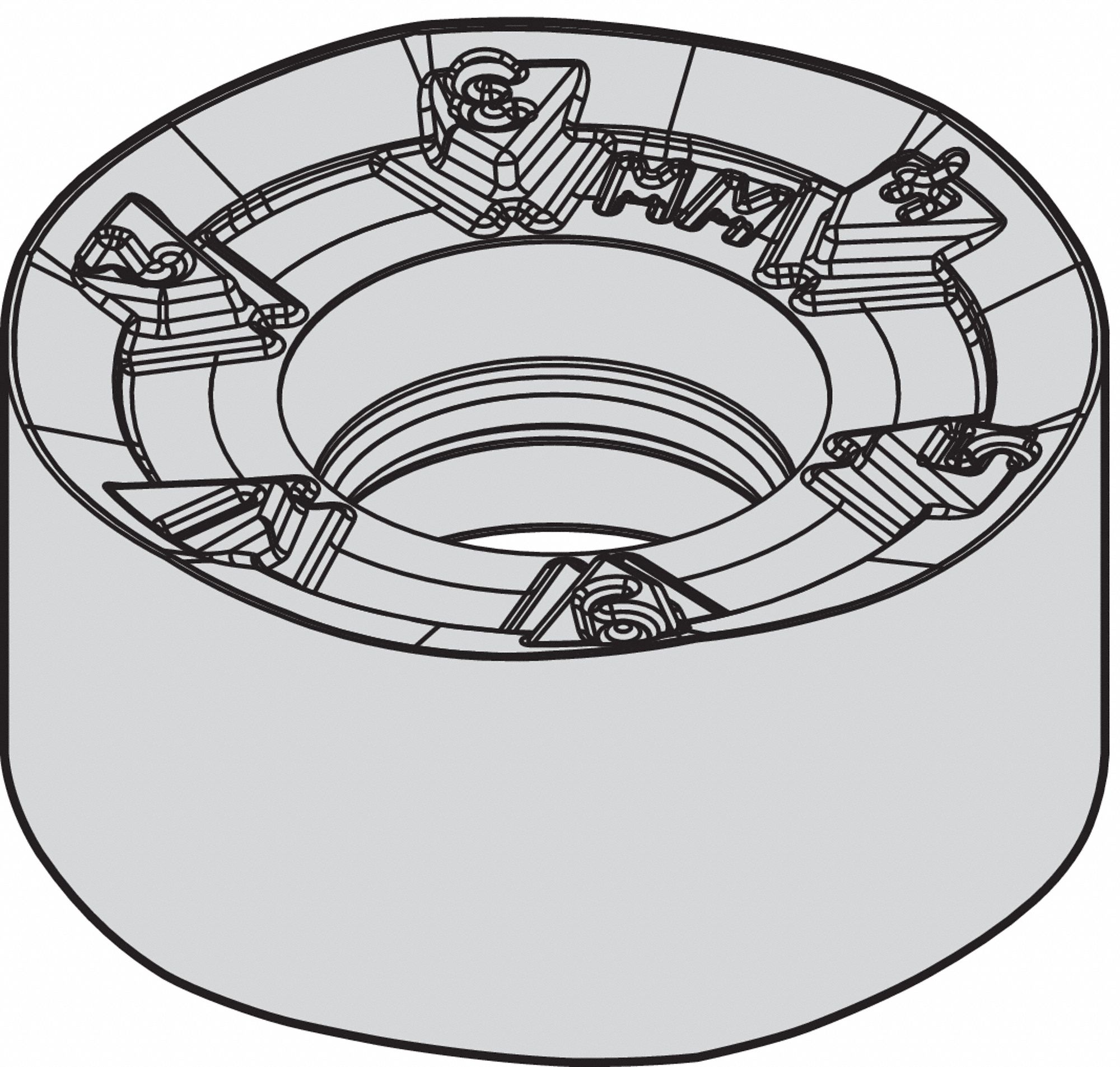 Round Milling Insert: 0.4724 in Inscribed Circle, 0.1869 in Thick, M200 Series